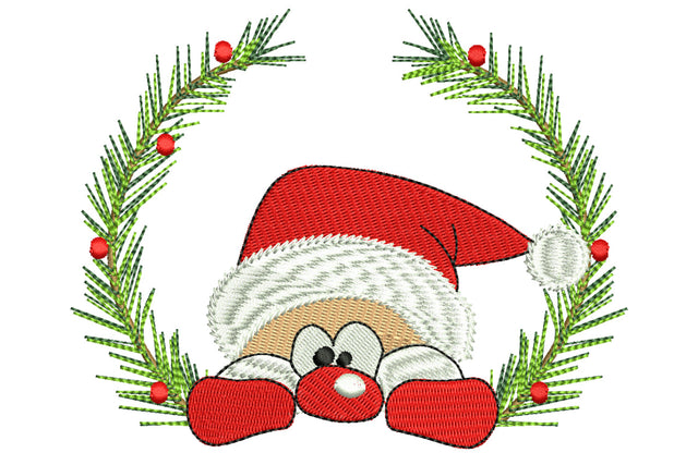 Santa Christmas Wreath Embroidery Design Embroidery/Applique DESIGNS NextEmbroidery 