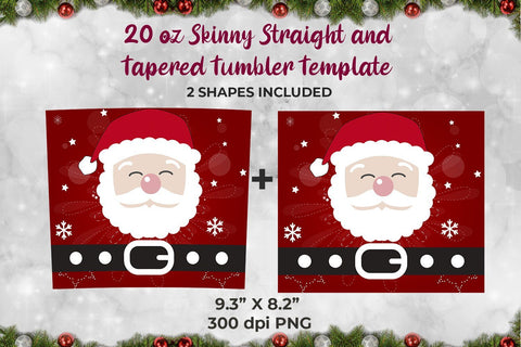 Santa Claus 20 oz Skinny Tumbler Wrap Template for Sublimation Sublimation Sublimatiz Designs 