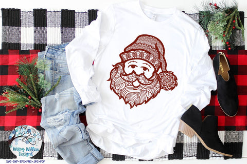 Santa Claus and Reindeer Wreath SVG SVG Wispy Willow Designs 