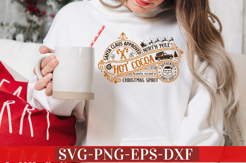 Santa claus approved north pole hot cocoa 90.0000N, 135.0000 w authentic since 1897 christmas spirit SVG SVG DESIGNISTIC 