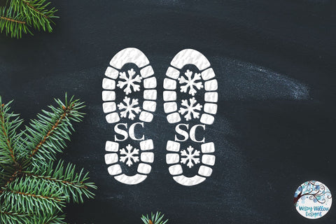 Santa Claus Boot Print Stencils SVG SVG Wispy Willow Designs 