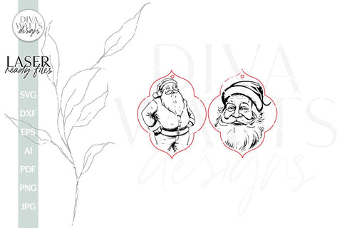 Santa Claus Earrings SVG For Laser Earrings With Santa Glowforge Earrings Christmas SVG Santa Earrings For Glowforge Santa Earrings svg SVG Diva Watts Designs 