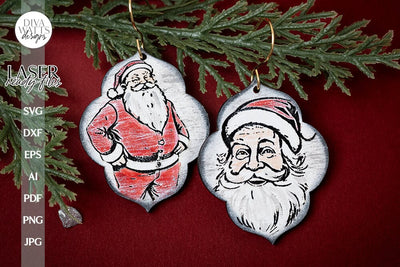 Santa Claus Earrings SVG For Laser Earrings With Santa Glowforge Earrings Christmas SVG Santa Earrings For Glowforge Santa Earrings svg SVG Diva Watts Designs 