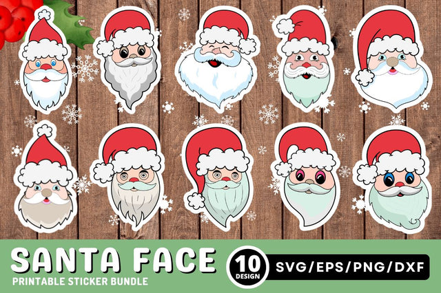 Santa Claus faces Sticker Svg Bundle SVG Regulrcrative 