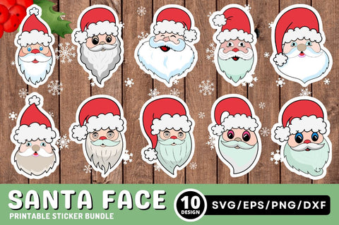 Santa Claus faces Sticker Svg Bundle SVG Regulrcrative 