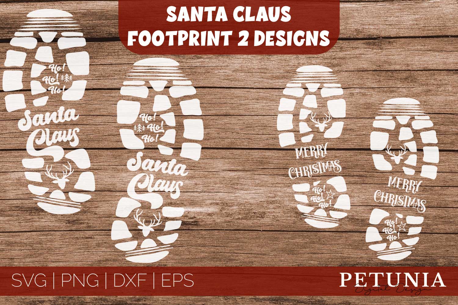 Santa Footprint Bundle Svg, Santa Boot Svg, Christmas Svg