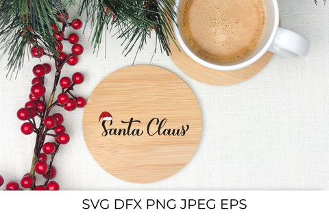 Santa Claus hand lettering with hat SVG. Christmas calligraphy SVG LaBelezoka 