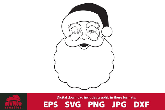 Santa Claus Head Christmas Cutting File & Clipart SVG Bow Wow Creative 