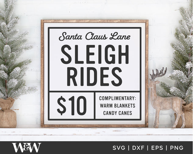 Santa Claus Lane Sleigh Rides SVG | Christmas SVG SVG Wood And Walt 