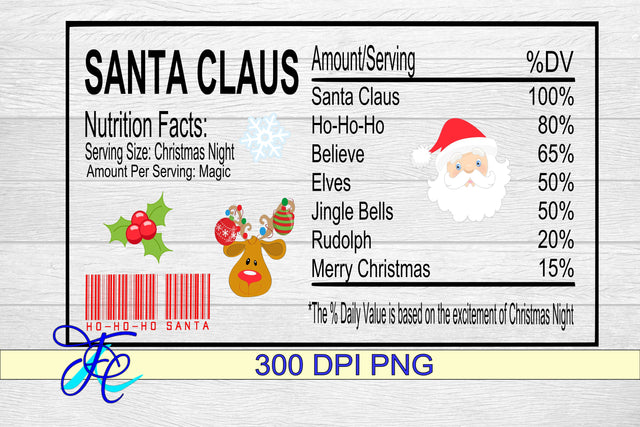 Santa Claus Nutrition Label SVG Family Creations 