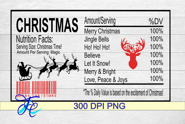 Santa Claus Nutrition Label v2 SVG Family Creations 