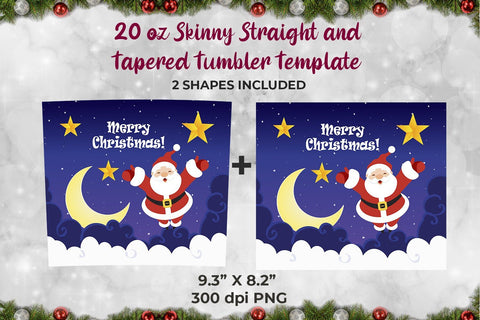 Santa Claus on Christmas Eve 20 oz Skinny Tumbler Wrap Template for Sublimation Sublimation Sublimatiz Designs 
