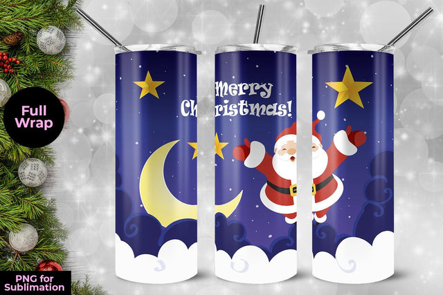 Santa Claus on Christmas Eve 20 oz Skinny Tumbler Wrap Template for Sublimation Sublimation Sublimatiz Designs 