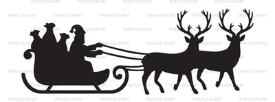 Santa Claus on sleigh and reindeers SVG TribaliumArtSF 
