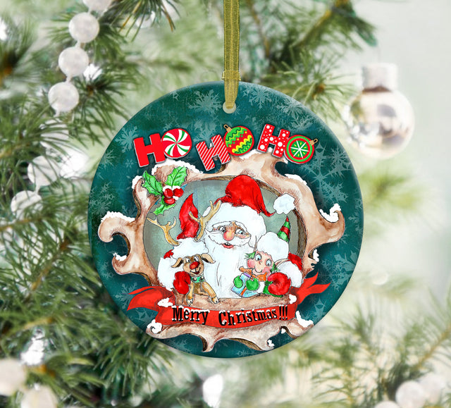 Santa Claus Ornament Png Sublimation Design, Merry Christmas Png, Christmas Deer Ornament Png, Deer Ornament Png, Digital Download Sublimation CaldwellArt 