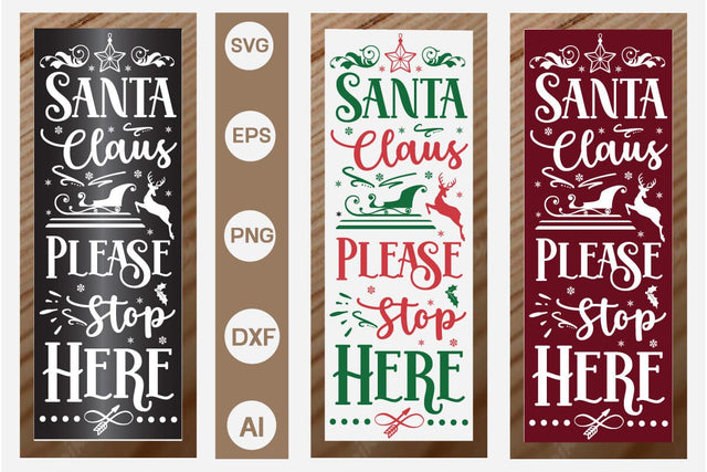 Santa Claus Please Stop Here Poch Sing SVG SVGs,Quotes and Sayings,Food & Drink,On Sale, Print & Cut SVG DesignPlante 503 