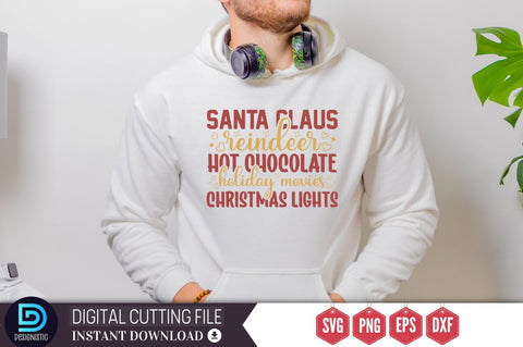 Santa claus reindeer hot chocolate holiday movies christmas lights SVG SVG DESIGNISTIC 