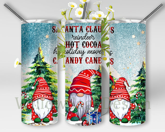 Santa Claus Reindeer Hot Cocoa Design Tumbler, Christmas Gnomes 20oz Skinny Tumbler, Christmas Tree Design Png, Christmas Buffalo Plaid, Christmas Sublimation Design, Digital Download Sublimation WillowSageDesign 