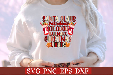 Santa claus reindeer hot cocoa hallmark christmas lights SVG SVG DESIGNISTIC 