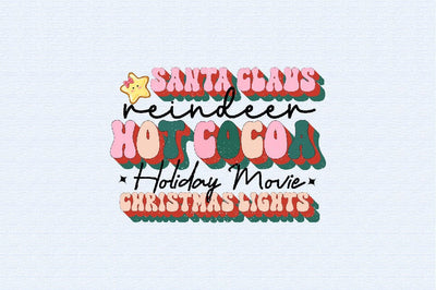 Santa Claus Reindeer Hot Cocoa Holiday Movie Christmas lights Sublimation SVGArt 