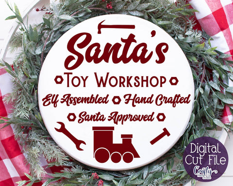 Santa Claus Svg - Toy Workshop Round Svg SVG Crafty Mama Studios 