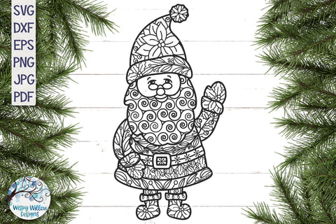Santa Claus Zentangle SVG SVG Wispy Willow Designs 