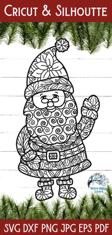 Santa Claus Zentangle SVG SVG Wispy Willow Designs 