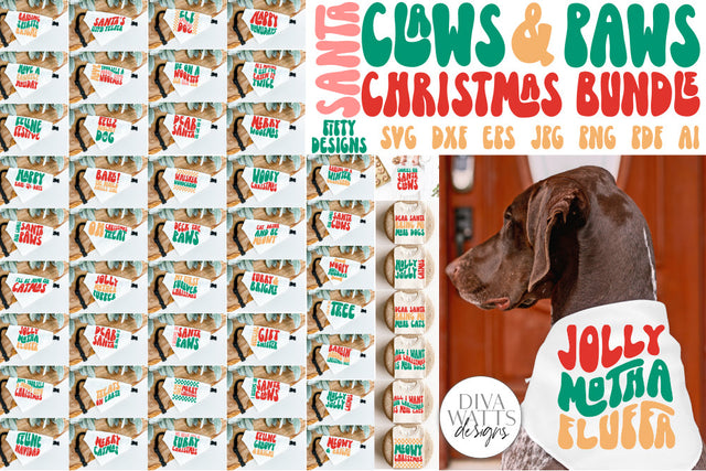 Santa Claws & Paws Mega Pet Christmas Bundle of 50 Designs SVG Diva Watts Designs 