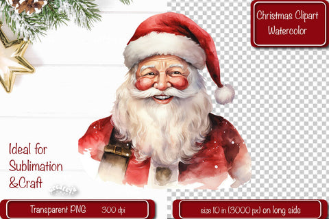 Santa Clipart Christmas Clipart Illustration Watercolor Christmas clipart PNG Sublimation Createya Design 