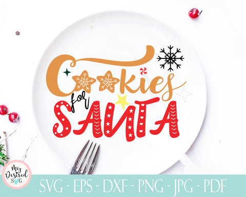 Santa Cookie Plate SVG, Milk and Cookies svg, Cookies for Santa Plate, Christmas svg, Elf svg, Kids Christmas svg, Sublimation Designs SVG MyDesiredSVG 