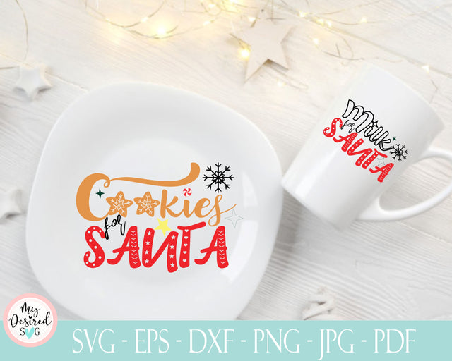 Santa Cookie Plate SVG, Milk and Cookies svg, Cookies for Santa Plate, Christmas svg, Elf svg, Kids Christmas svg, Sublimation Designs SVG MyDesiredSVG 
