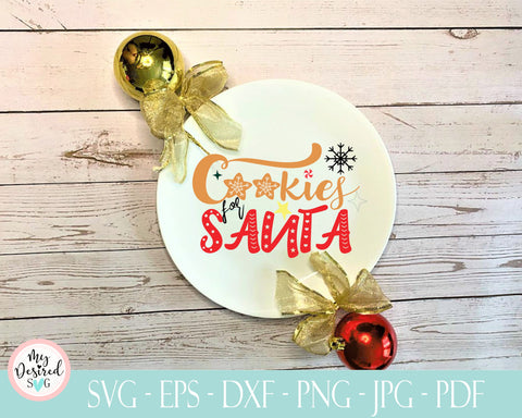 Santa Cookie Plate SVG, Milk and Cookies svg, Cookies for Santa Plate, Christmas svg, Elf svg, Kids Christmas svg, Sublimation Designs SVG MyDesiredSVG 