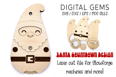 Santa countdown to Christmas SVG laser cut design for glowforge machines and more SVG Digital Gems 