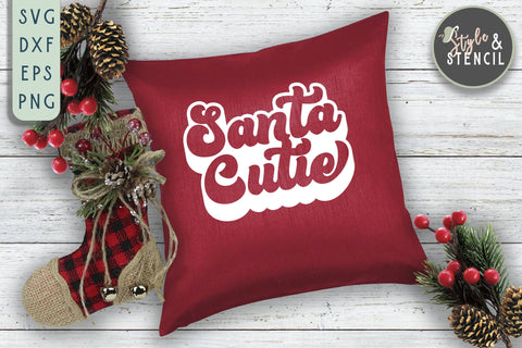 Santa Cutie Retro SVG SVG Style and Stencil 