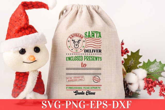 Santa express deliver enclosed presents to santa claus approved to be opened by addressee only if undeliverable, please return to : santa claus SVG SVG DESIGNISTIC 