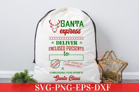 Santa express deliver enclosed presents to santa claus approved to be opened by addressee only if undeliverable, please return to : santa claus SVG SVG DESIGNISTIC 
