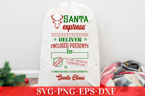 Santa express deliver enclosed presents to santa claus approved to be opened by addressee only if undeliverable, please return to : santa claus SVG SVG DESIGNISTIC 