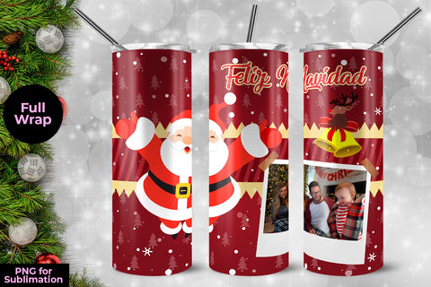 Santa Feliz Navidad Frame Skinny Tumbler Wrap Template 20 oz Sublimation Sublimatiz Designs 