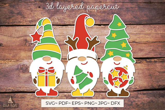 Santa Gnome 3d Christmas Gnomes svg SVG Olga Boat Design 