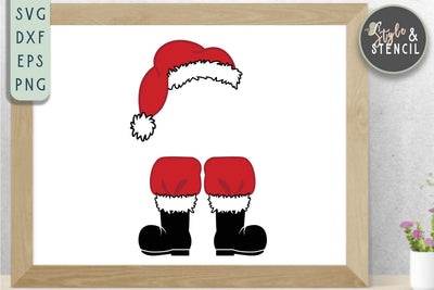 Santa Hat Boots Christmas SVG SVG Style and Stencil 