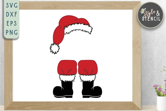 Santa Hat Boots Christmas SVG SVG Style and Stencil 