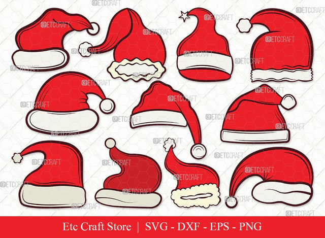 Santa Hat Clipart SVG Cut File | Christmas Svg | Christmas Santa Hat Svg | Christmas Santa Cap Svg | Bundle SVG ETC Craft 