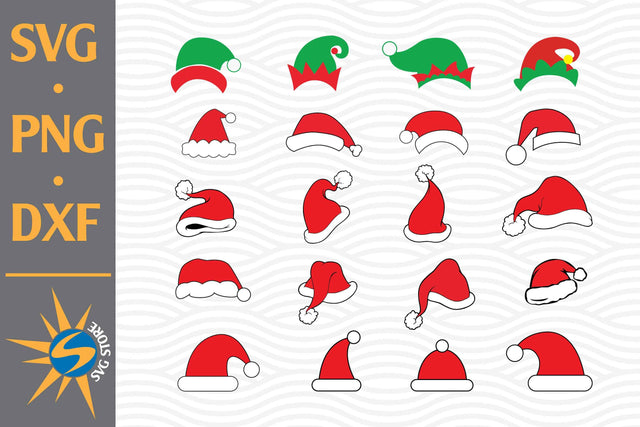 Santa Hat, Elf Hat SVG, PNG, DXF Digital Files Include SVG SVGStoreShop 