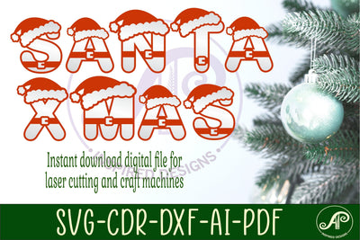 Santa hat letters alphabet set. 26 layered letter SVG APInspireddesigns 