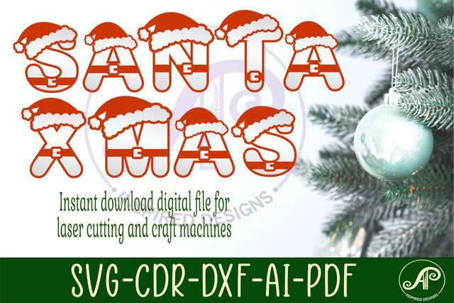 Santa hat letters alphabet set. 26 layered letter SVG APInspireddesigns 