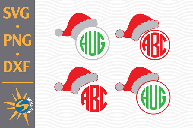 Santa Hat Monogram SVG, PNG, DXF Digital Files Include SVG SVGStoreShop 