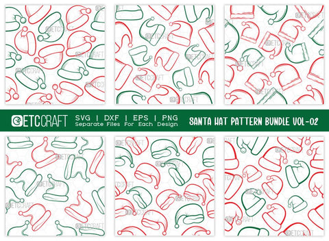 Santa Hat Pattern Bundle Vol-02 SVG Cut File | Xmas Hat Pattern | Holiday Svg | Santa Hat Svg | Pattern Background Svg | Christmas Pattern Svg | Pattern Design SVG ETC Craft 