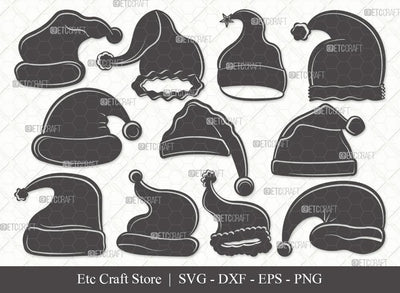 Santa Hat Silhouette SVG Cut File | Christmas Svg | Christmas Santa Hat Svg | Christmas Santa Cap Svg | Bundle SVG ETC Craft 
