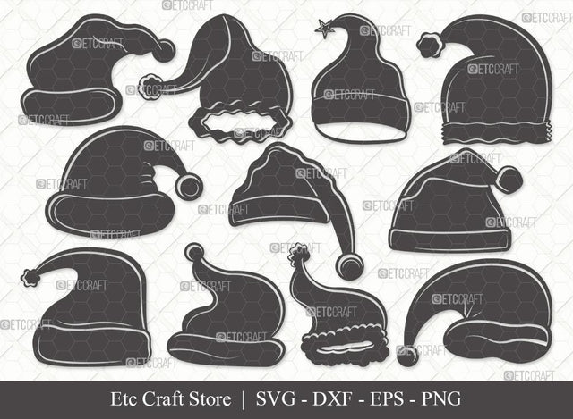 Santa Hat Silhouette SVG Cut File | Christmas Svg | Christmas Santa Hat Svg | Christmas Santa Cap Svg | Bundle SVG ETC Craft 