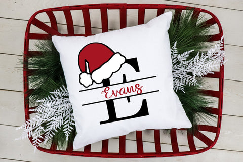 Santa Hat Split Letters A-Z - 26 Christmas Split Monograms SVG Stacy's Digital Designs 